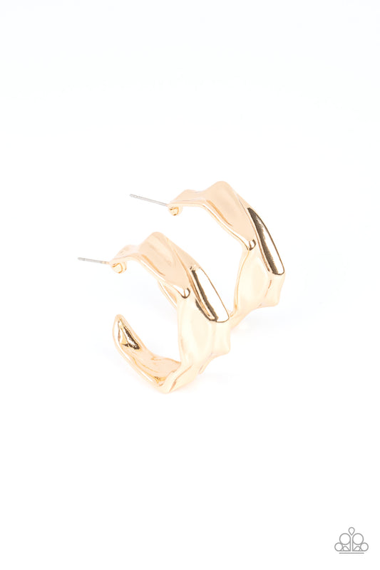 Paparazzi Earrings - Cutting Edge Couture - Gold - Hoops