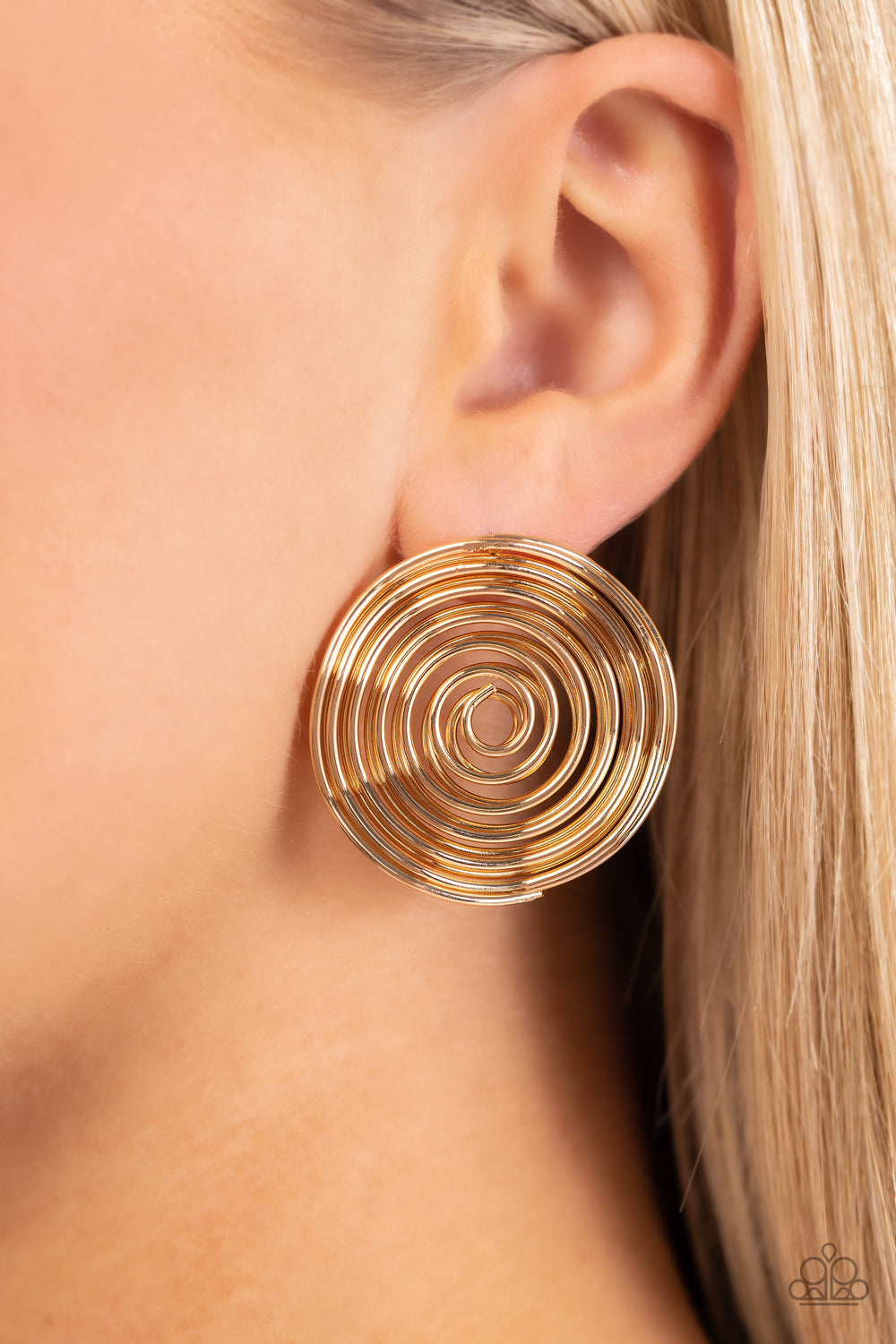 Paparazzi Earrings - COIL Over - Gold