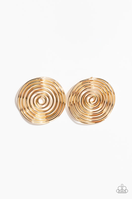 Paparazzi Earrings - COIL Over - Gold