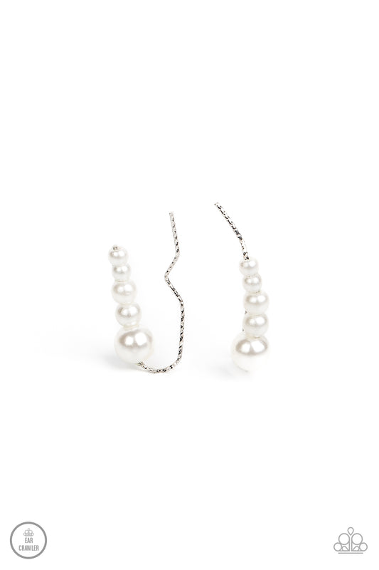 Paparazzi Earrings - Dropping into Divine - White