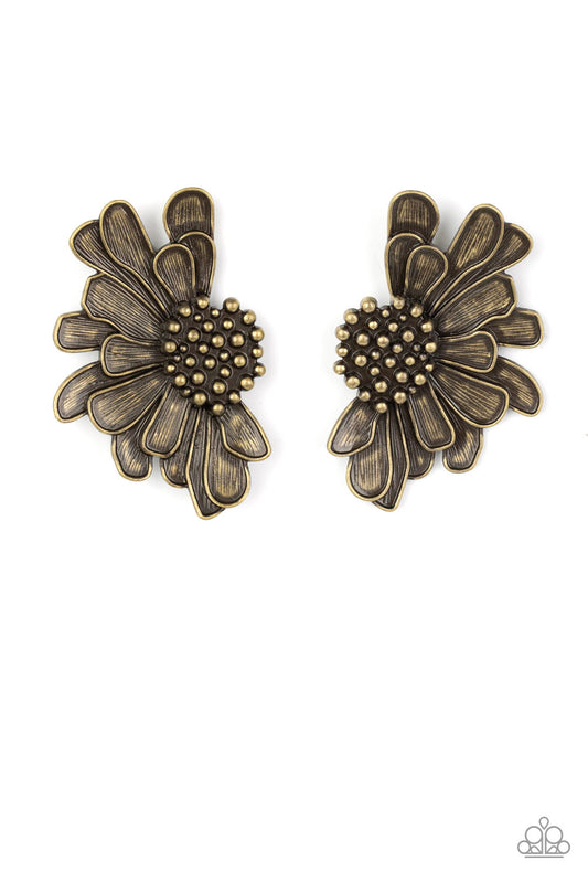 Paparazzi Earrings - Farmstead Meadow - Brass