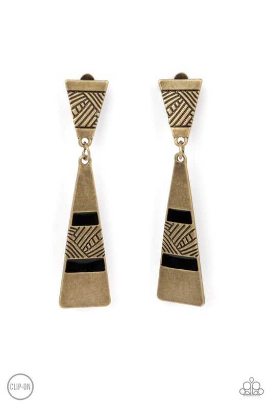 Paparazzi Earrings - Safari Seeker - Brass - Clip-on