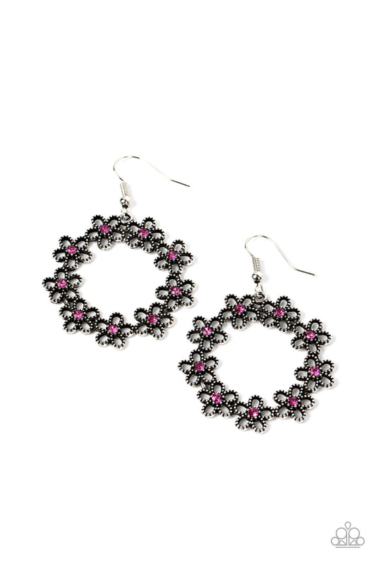Paparazzi  Earrings - Floral Halos - Pink