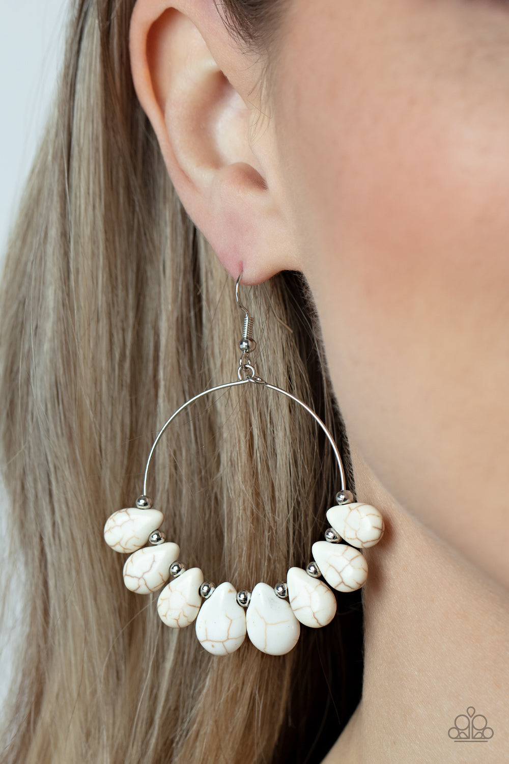Paparazzi Earrings - Canyon Quarry - White