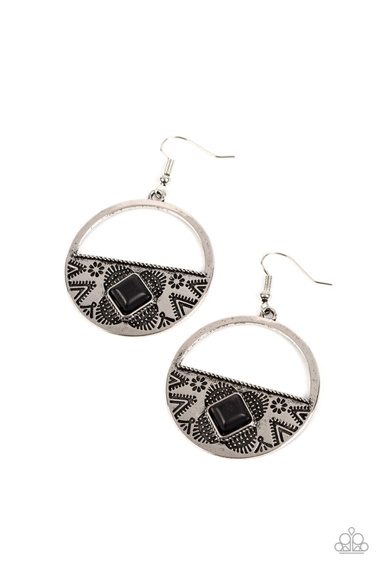 Paparazzi Earrings - Sandstone Prairie - Black