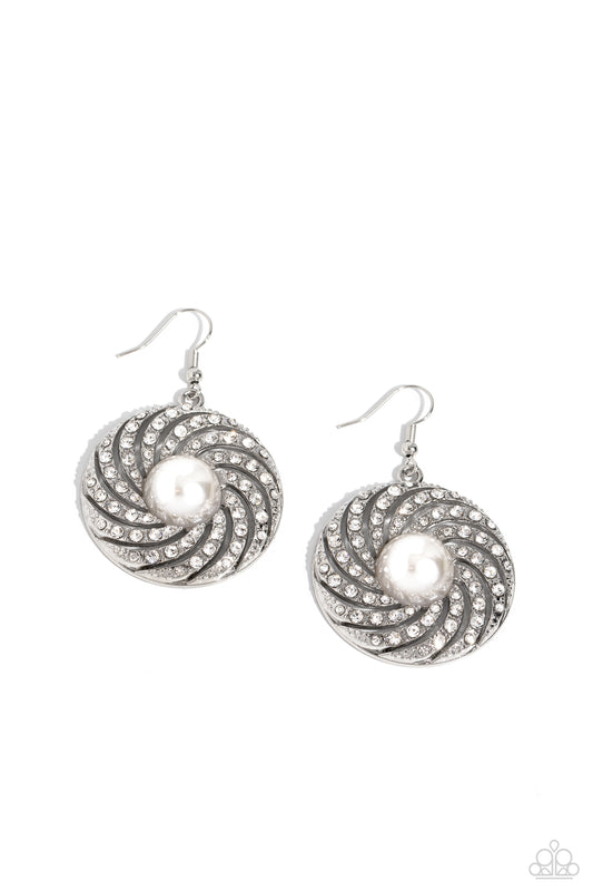 Paparazzi Earrings - Vintage Vortex - White