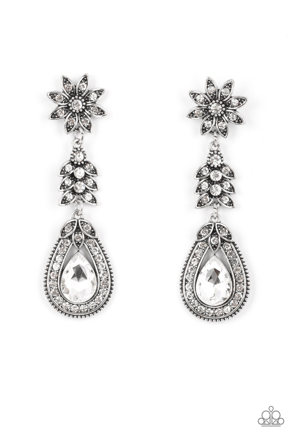 Paparazzi Earrings - Floral Fantasy - White