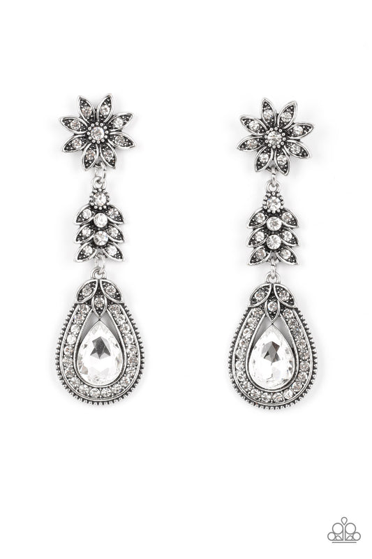 Paparazzi Earrings - Floral Fantasy - White