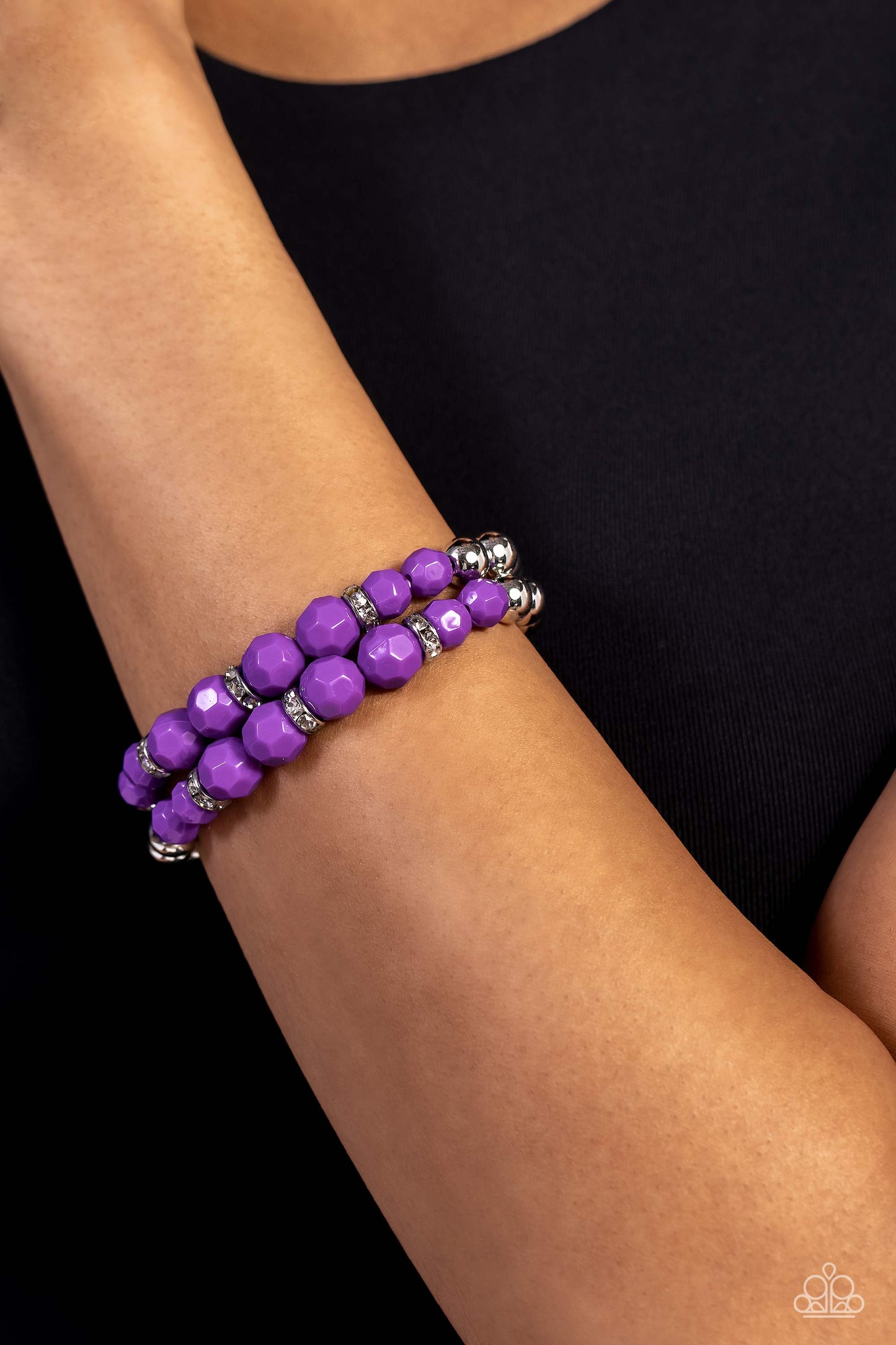 Paparazzi Bracelets - Two by Two Twinkle - Purple