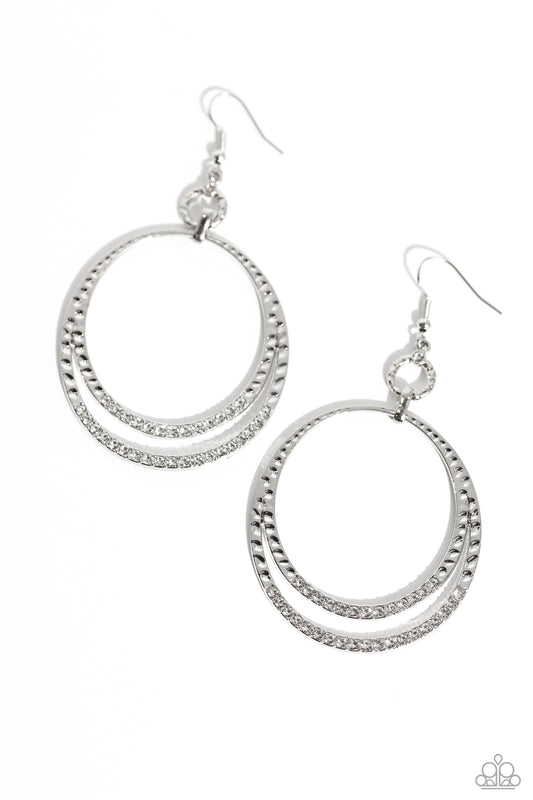 Paparazzi Earrings - Spin Your HEELS - White