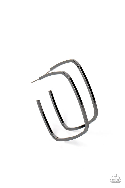 Paparazzi Earrings - Major Flex - Black - Hoops