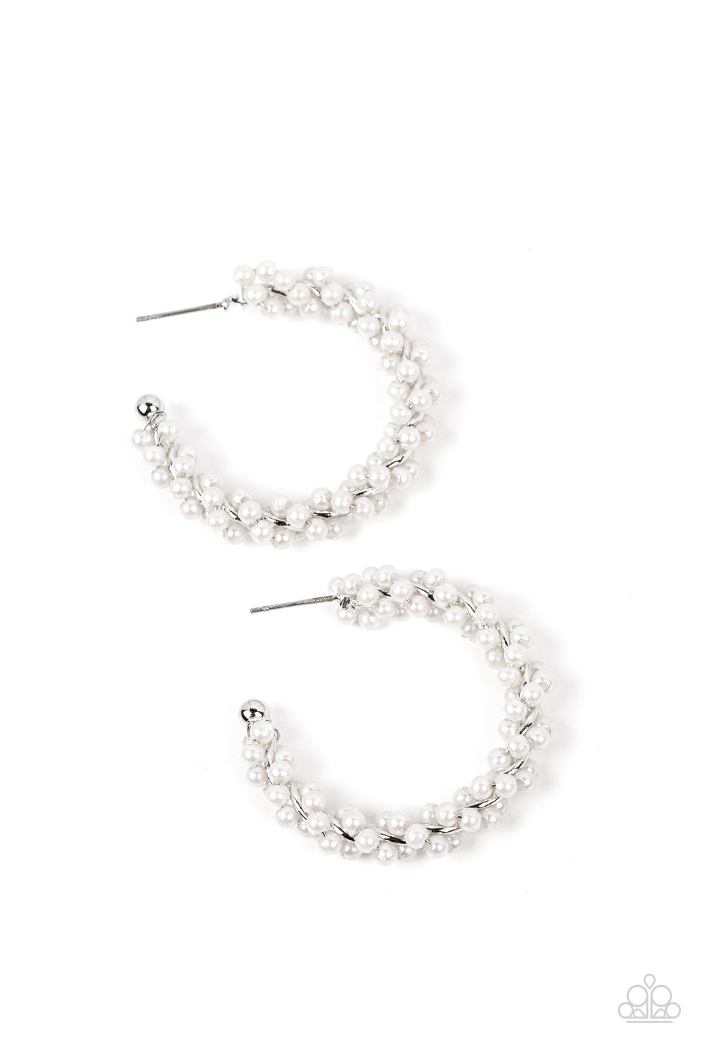 Paparazzi Earrings - Yacht Royale - White - Hoops