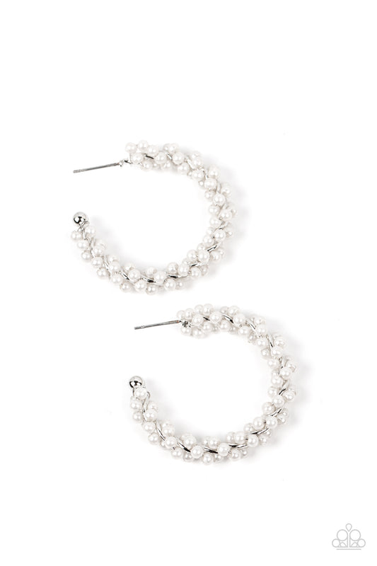 Paparazzi Earrings - Yacht Royale - White - Hoops