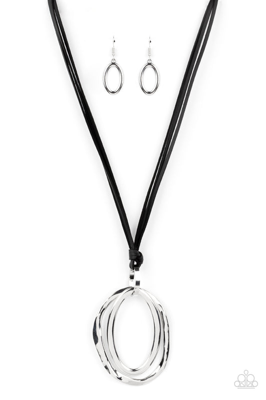 Paparazzi Necklaces - Long Oval-due - Black