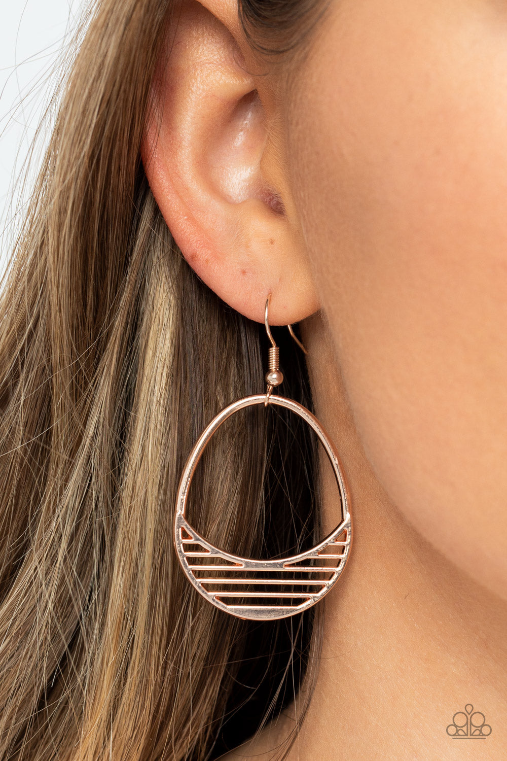 Paparazzi Earrings - Segmented Shimmer - Rose Gold