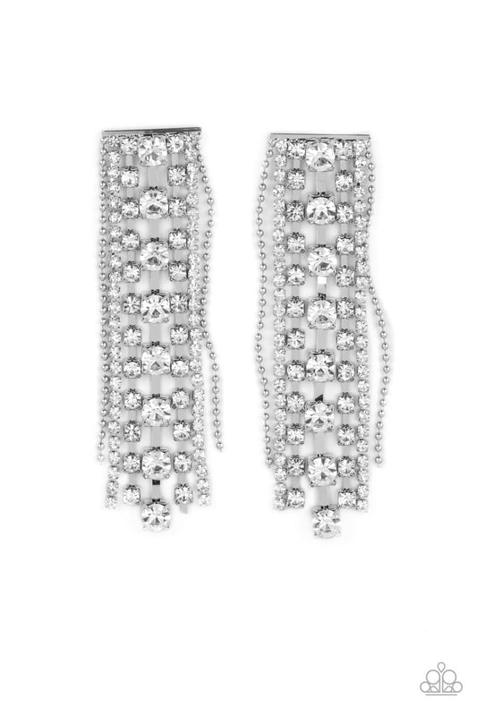 Paparazzi Earrings - Starry Streamers - White