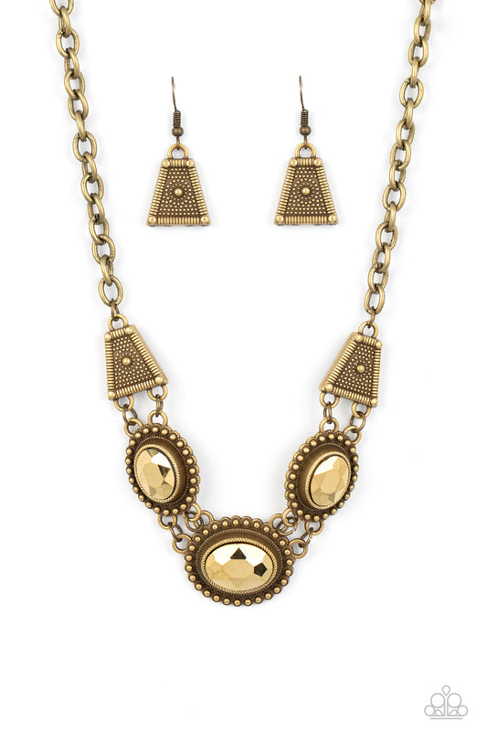 Paparazzi Necklaces - Textured TRAPEZOID - Brass