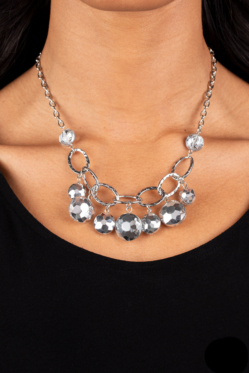 Paparazzi Necklaces - Rhinestone River - Silver