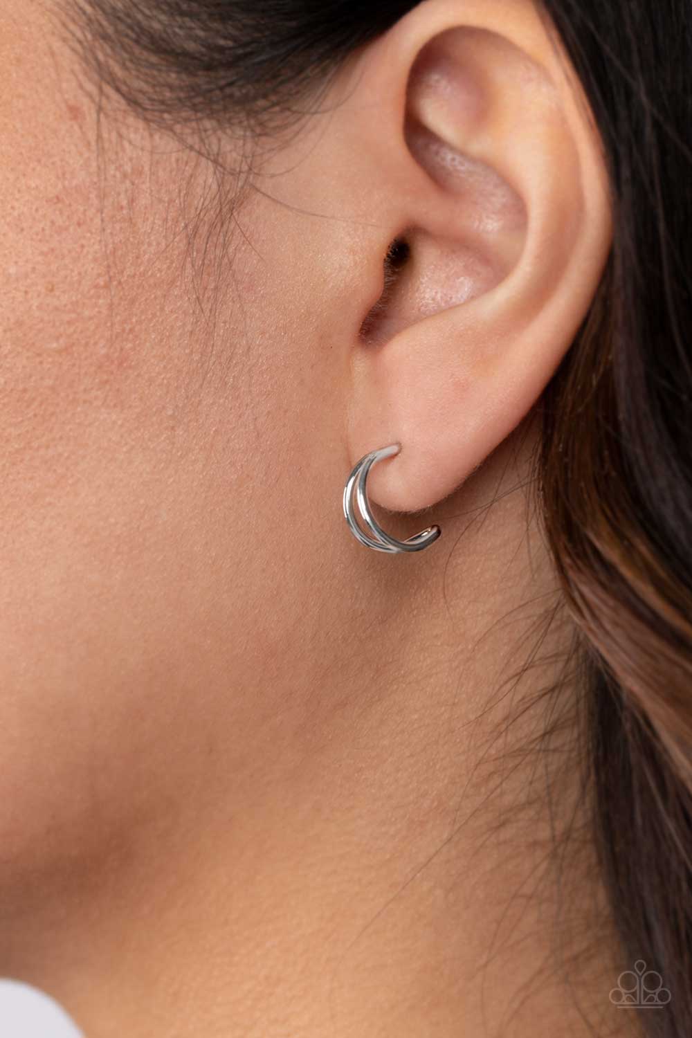 Paparazzi Earrings - Charming Crescents - Silver