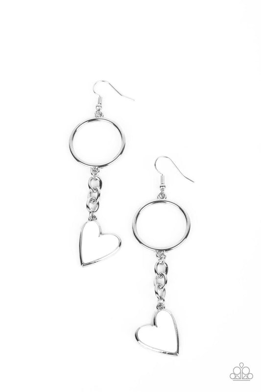 Paparazzi Earrings - Don't Miss a Heartbeat - White