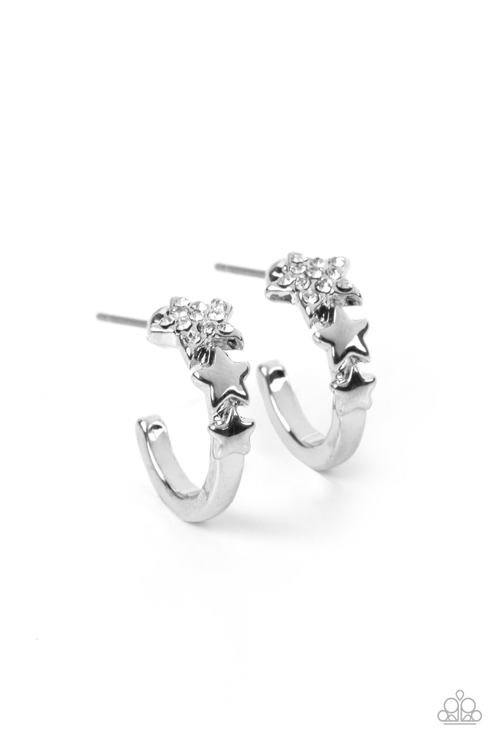 Paparazzi Earrings - Starfish Showpiece - White - Hoops