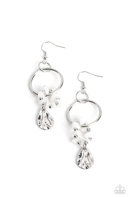 Paparazzi Earrings - Fossil Flair - White