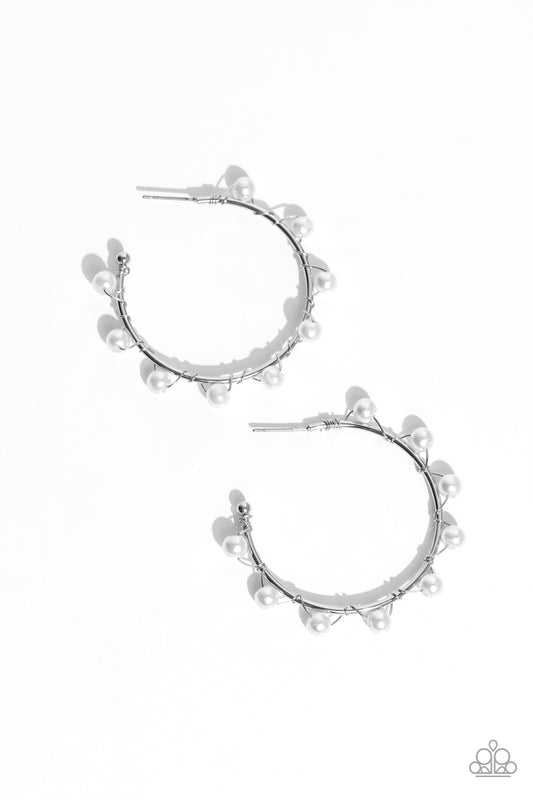 Paparazzi Earrings - Night at the Gala - White