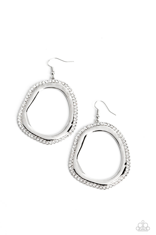 Paparazzi Earrings - Scintillating Shareholder - White