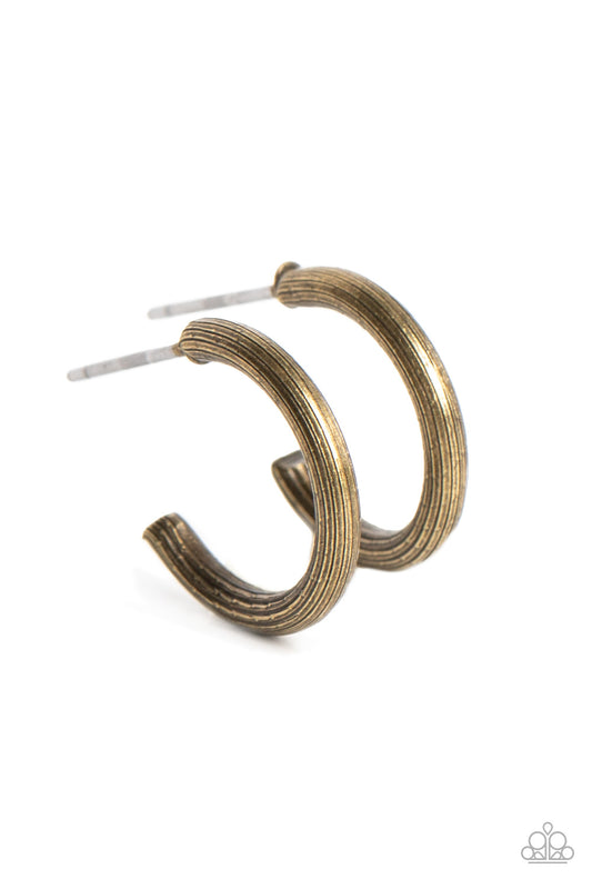 Paparazzi Earrings - Linear Lady - Brass