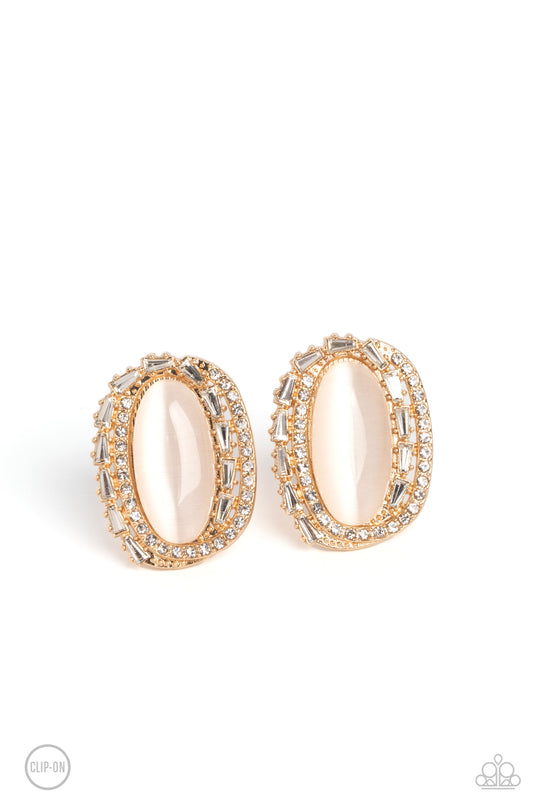 Paparazzi Earrings - Shimmery Statement - Gold