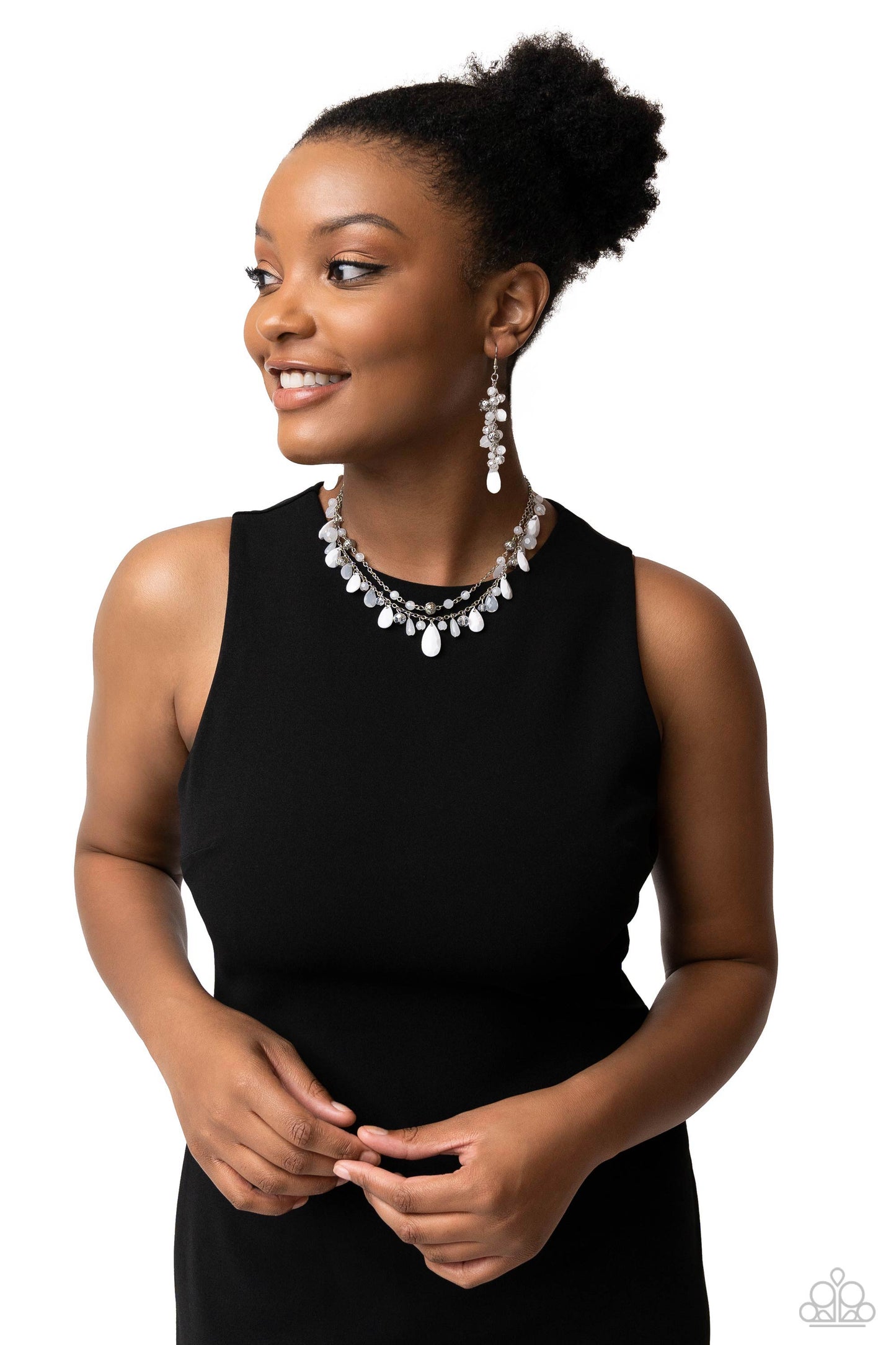 Paparazzi Earrings - Cheeky Cascade - White