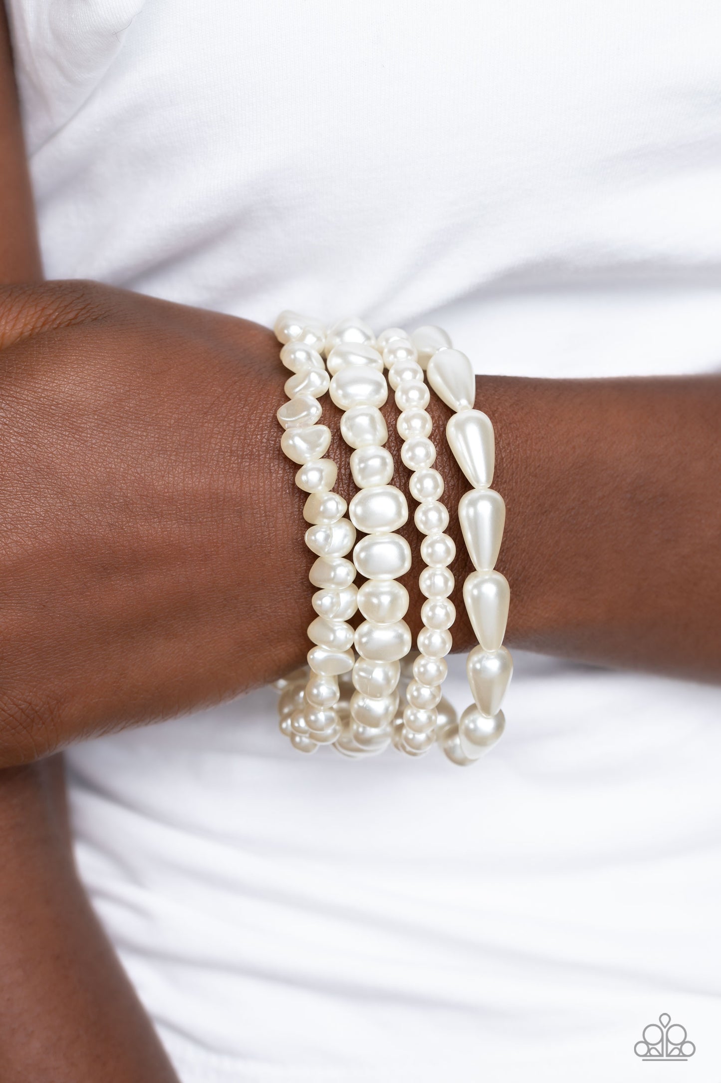 Paparazzi Bracelets - Gossip PEARL - White