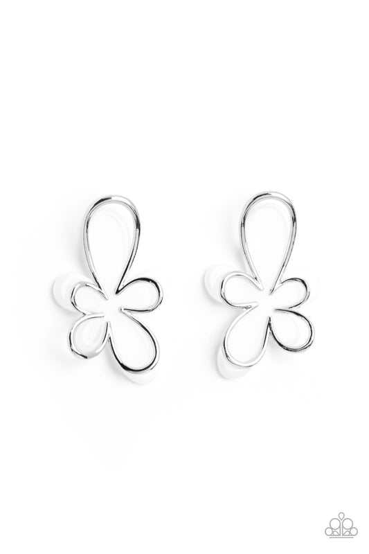 Paparazzi Earrings - Glimmering Gardens - White