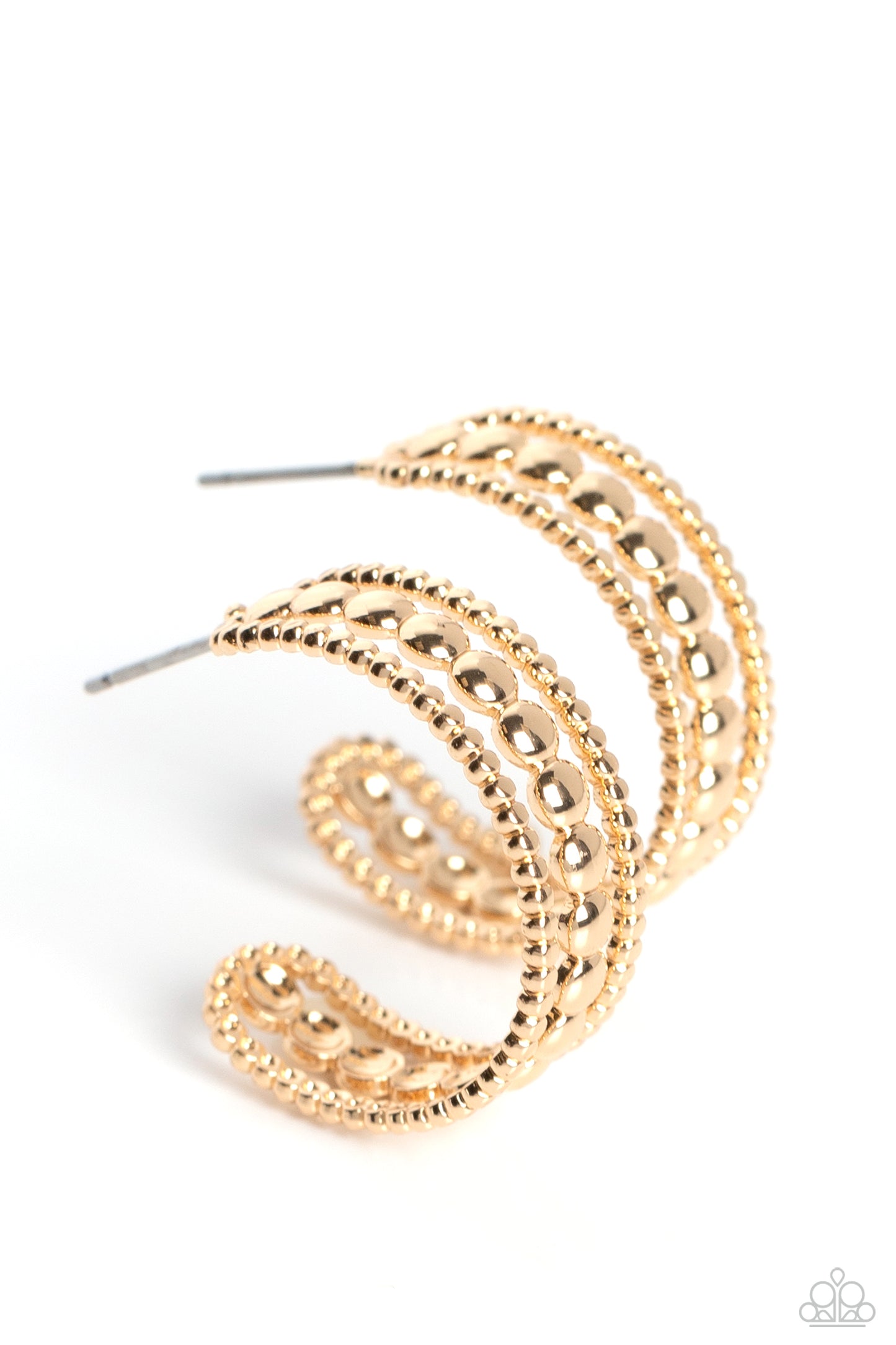 Paparazzi Earrings - Dotted Darling - Gold - Hoops