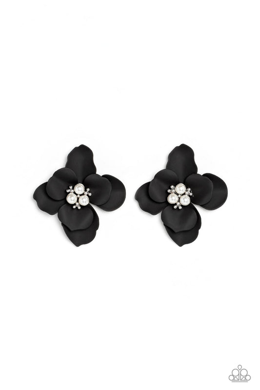 Paparazzi Earrings - Jovial Jasmine - Black