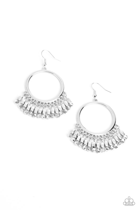 Paparazzi Earrings - Fringe Fanfare - Silver