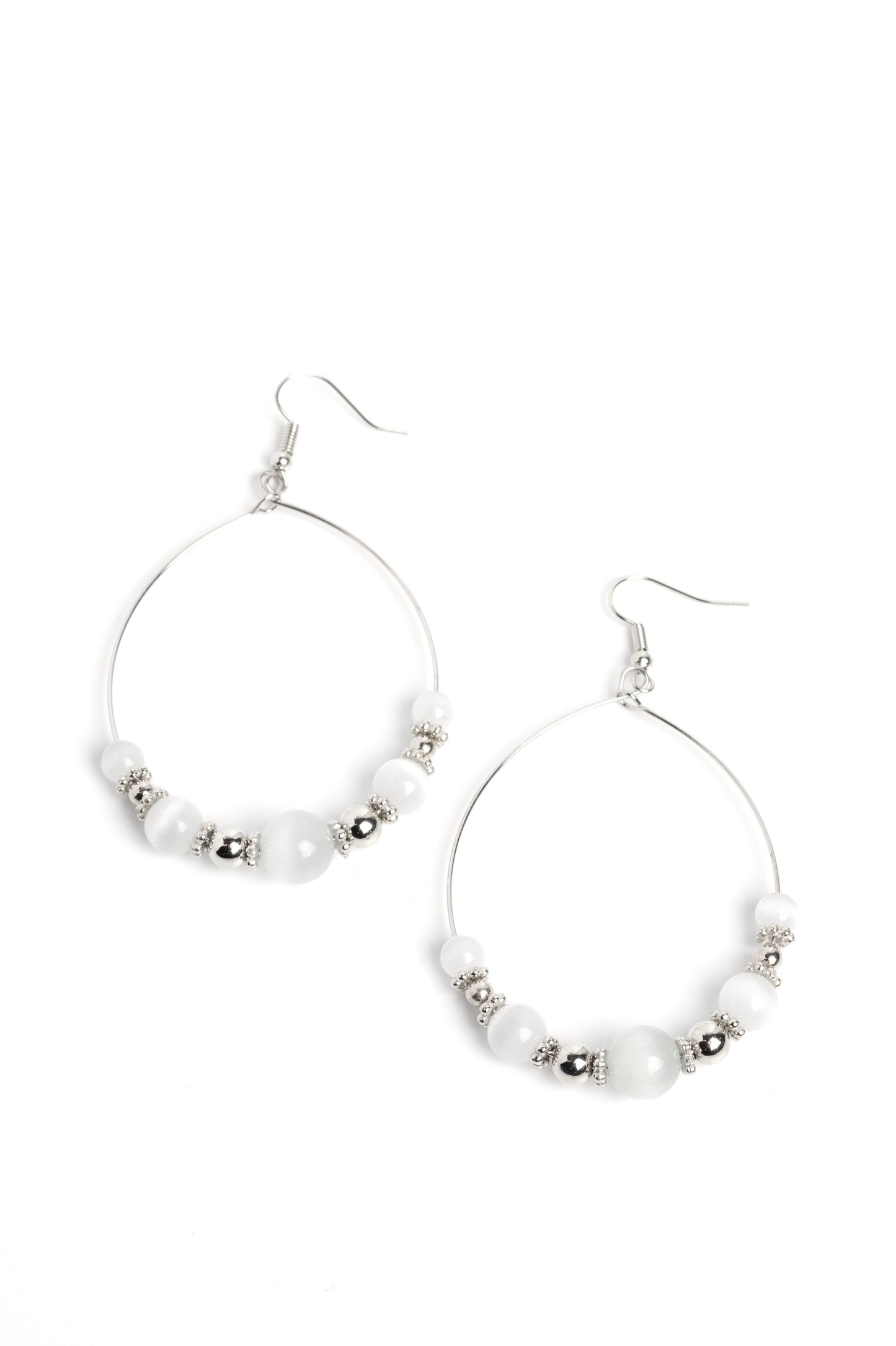 Paparazzi Earrings - Cats Eye Charisma - White
