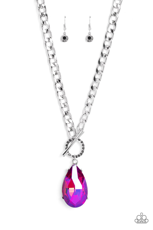 Paparazzi Necklaces - Edgy Exaggeration - Pink