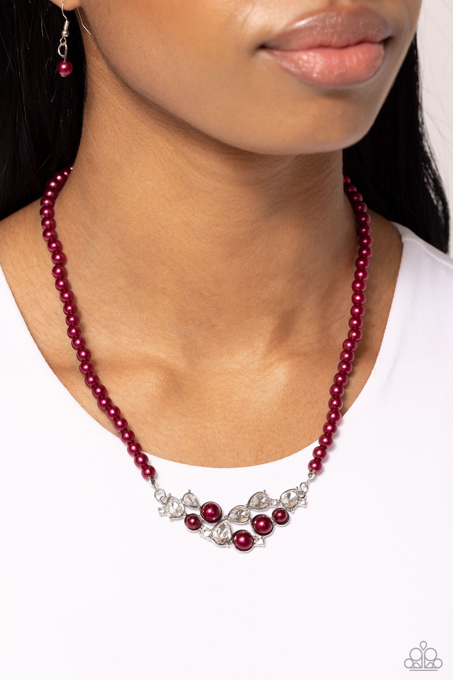 Paparazzi Necklaces - Pampered Pearls - Red