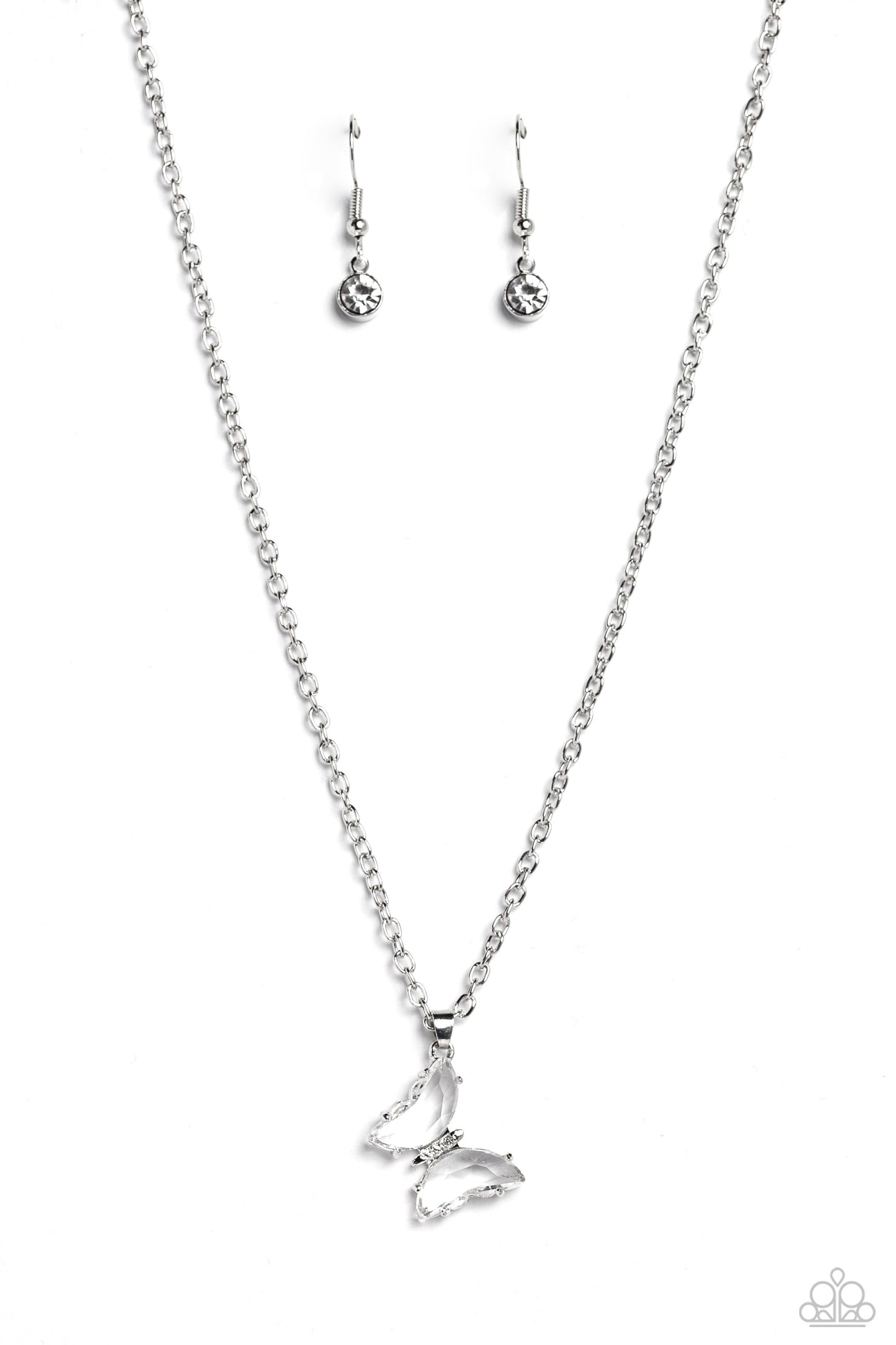 Paparazzi Necklaces - Butterfly Lullaby - White