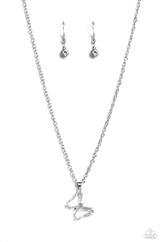 Paparazzi Necklaces - Butterfly Lullaby - White