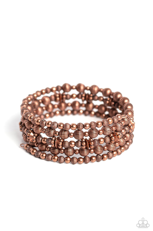 Paparazzi Bracelets - Striped Stack - Copper