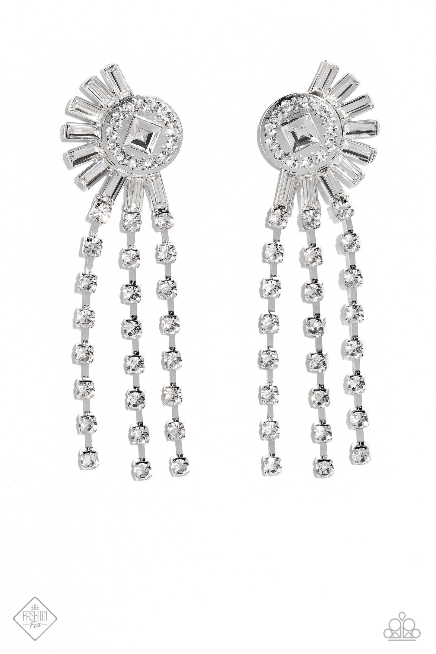 Paparazzi Earrings - Torrential Twinkle - White - Fashion Fix