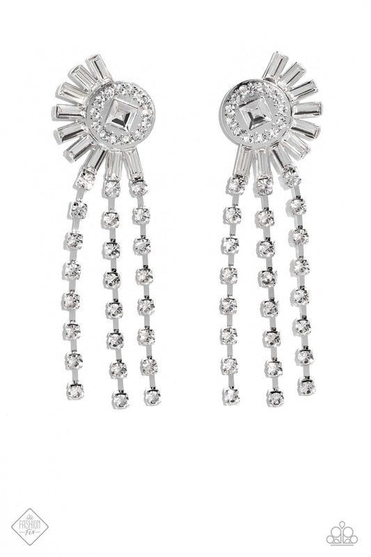 Paparazzi Earrings - Torrential Twinkle - White - Fashion Fix