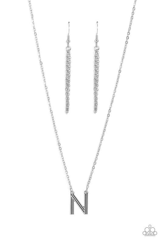 Paparazzi Necklaces - Leave Your Initials - Silver - N