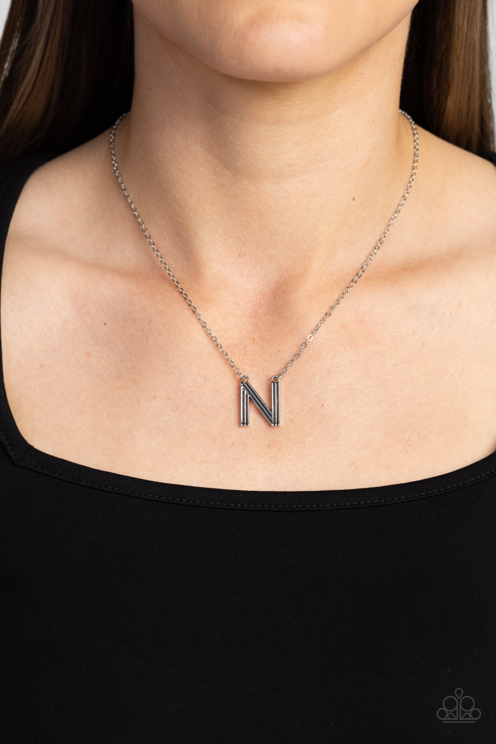 Paparazzi Necklaces - Leave Your Initials - Silver - N