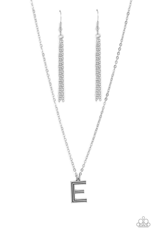 Paparazzi Necklaces - Leave Your Initials - Silver - E