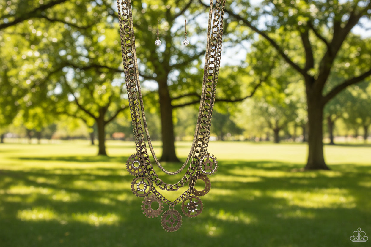 Paparazzi Necklaces - Running Out of STEAMPUNK - Brass