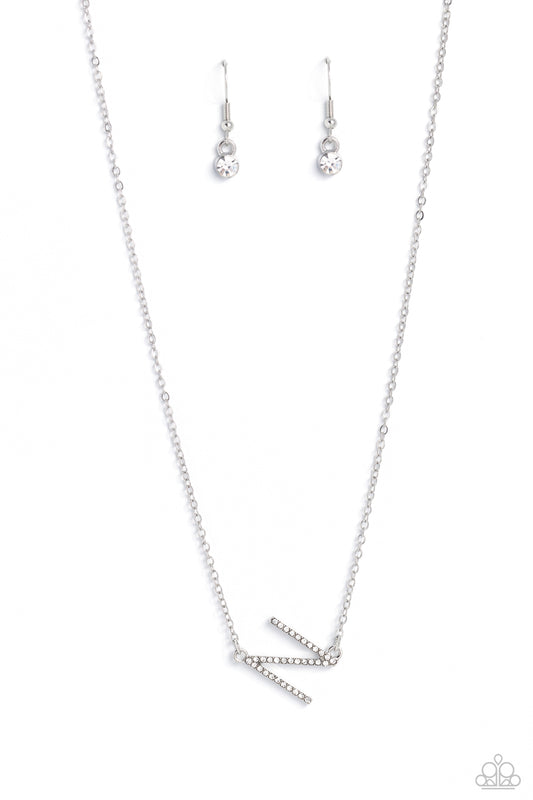 Paparazzi Necklaces - INITIALLY Yours - N - White
