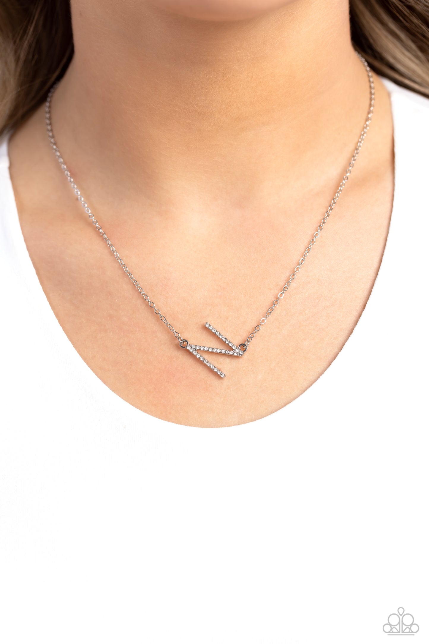 Paparazzi Necklaces - INITIALLY Yours - N - White